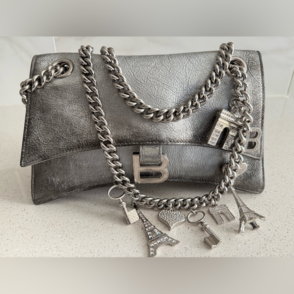 Balenciaga Crush Small Chain Bag Dirty Effect Souvenirs and Rhinestones